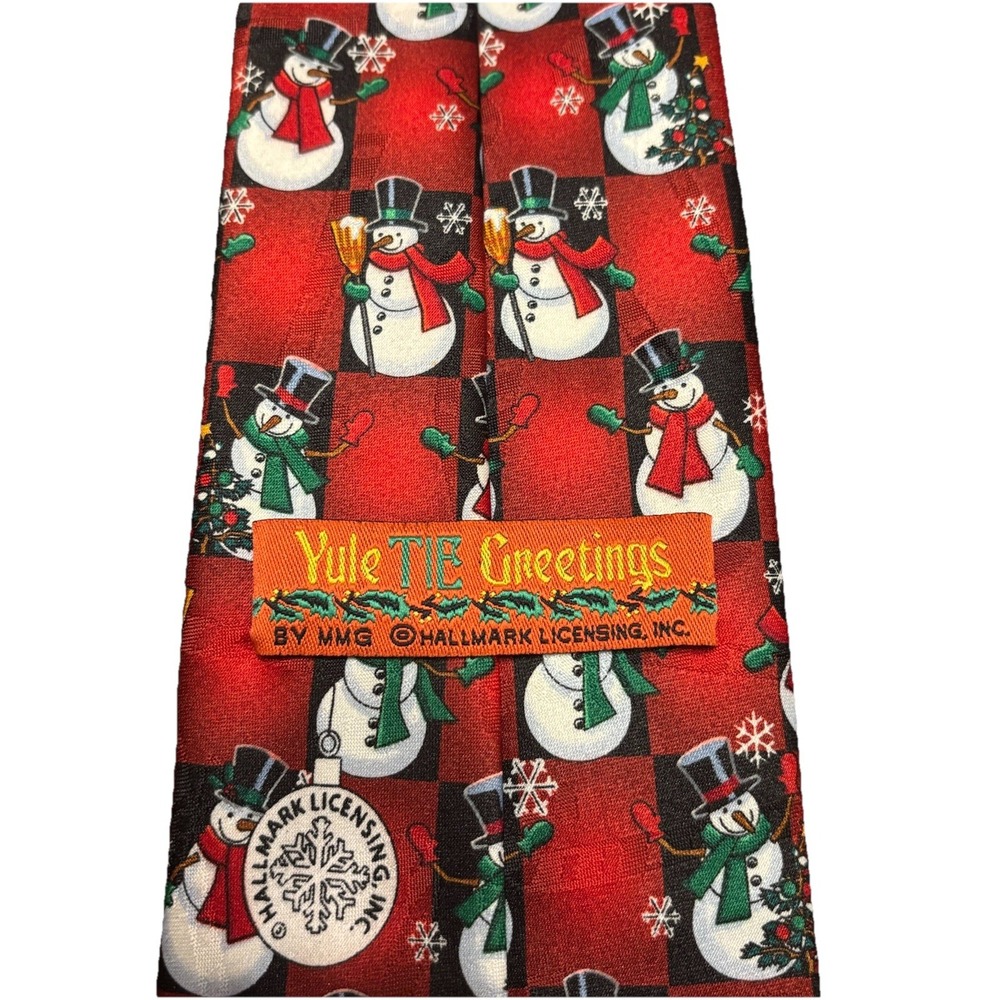 Vintage Hallmark Yule Tie Greetings Frosty The Snowmen Christmas Polyester Tie‎